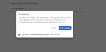 Restablecer la configuración de Chrome