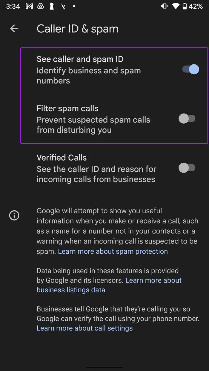 Filtrar llamadas de spam en llamadas de bloque de píxeles en Android