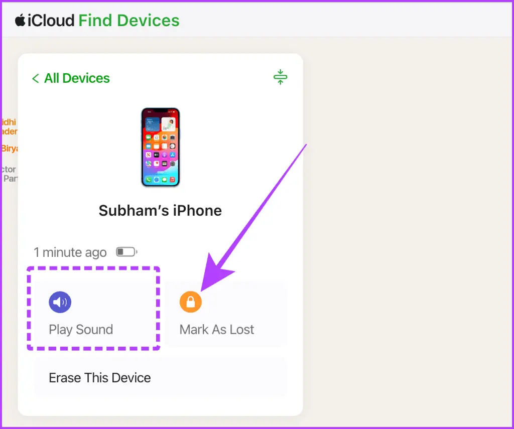 Marcar iPhone como perdido usando iCloud Web