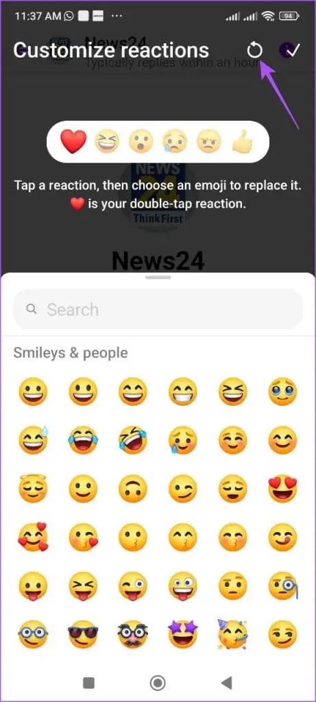 restablecer emoji reacción android messenger